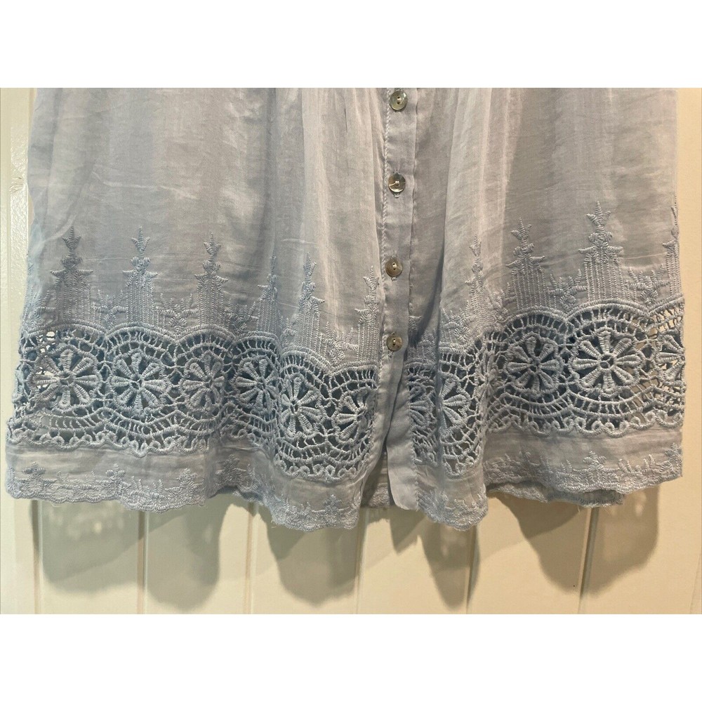 Love Stitch Lt. Blue Tank Top  Embroidered Detail Front & Back Preowned Size S - Picture 6 of 9